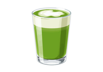 A glass of matcha tea with a white creamy layer on top