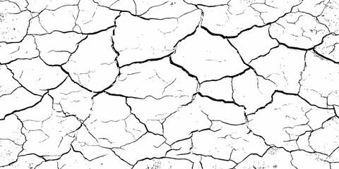 black and white dust and cracked concrete wall Texture pattern design element white background.
