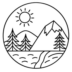 Fototapeta premium Minimal Nature Scene Line Art