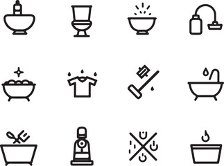 Modern icons for home cleaning and hygiene tasks