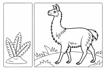 coloring page line art the llama black vector