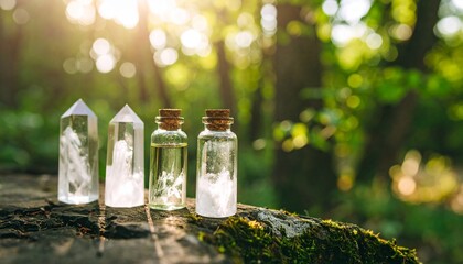 A cluster of translucent balanite crystals glinting under soft sunlight on a rugged stone surface, with sharp, prismatic edges catching light.