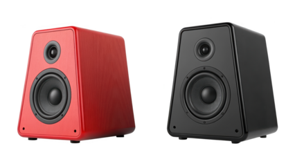 Red Bluetooth speaker and black Bluetooth speaker 
