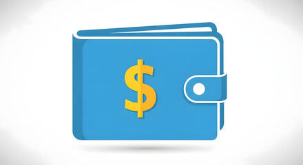 Blue wallet with dollar sign vector illustration for finance and business concept