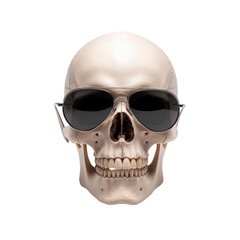 Human skull wearing stylish sunglasses with a confident expression and cool attitude