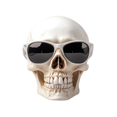 Skull wearing fashionable sunglasses displayed in a cool and stylish manner