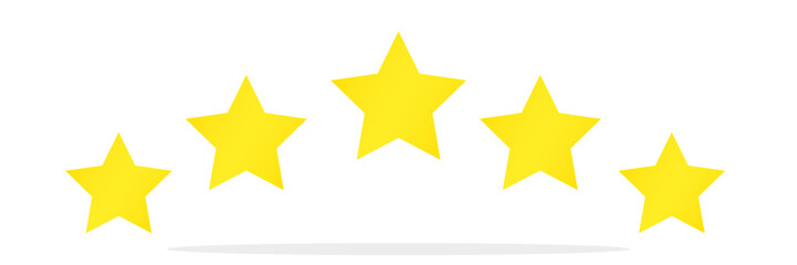 Obraz premium five star customer product review icon. Yellow 5 star rating feedback.
