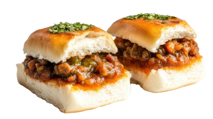 Vada pav with chutney served as traditional Indian fast food snack in 3d rendering style isolated on white background