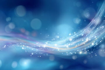 Obraz premium Abstract blue wave with glowing light particles and bokeh effect creating a magical and futuristic atmosphere