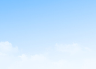 Blue sky with white fluffy cloud. Cloudscape cumulus summer soft light sky. Beautiful nature morning. Freedom of life concept.