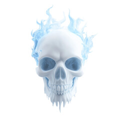 Luminous skull with ice flames and intricate ice elements floating in the center