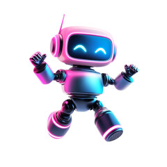 Colorful cartoon robot with glowing details and dynamic pose