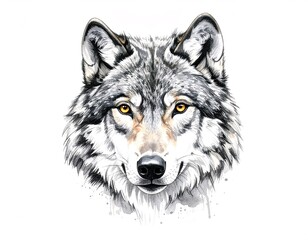 Realistic Pencil Sketch of Wolf Head Illustration
