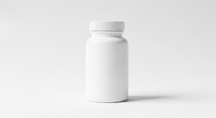 Blank White Medicine Bottle with White Cap on Light Gray Background