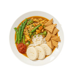 Vector illustration of breakfast menu with side dishes on a plate 