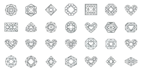 various geometric diamond shapes and heart shapes arranged in a grid pattern design