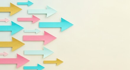 Colorful Paper Arrows on Light Background in Modern Minimalist Design
