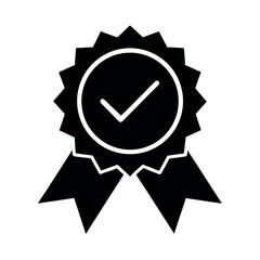 Ribbon Badge with Checkmark Icon Vector Illustration