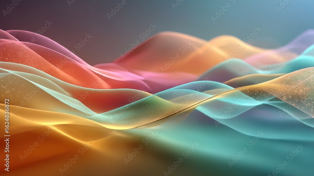 Aufkleber colorful abstract waves create a serene atmosphere in an artistic display of light and motion
