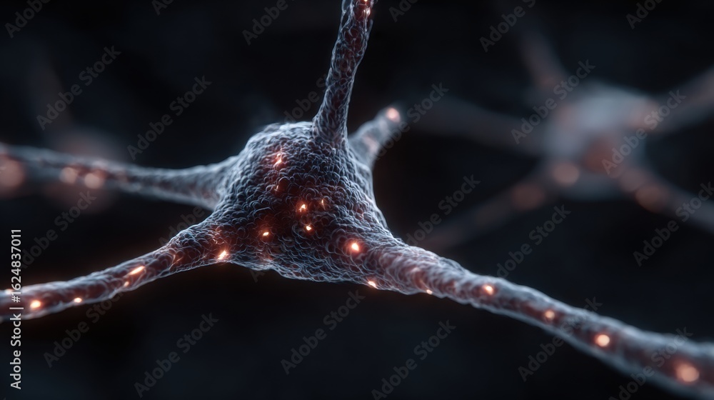 Poster neurons connect and communicate in a complex network showcasing neural activity and structure in a d