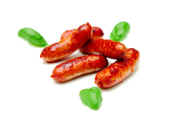 grilled sausages isolated on white background