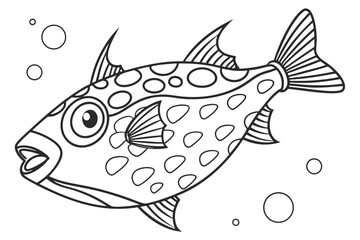 Fototapeta premium coloring page line art the cowfish black vector