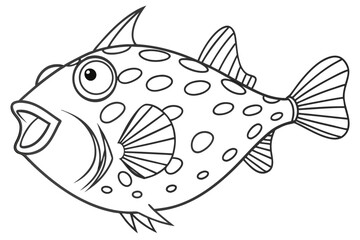 coloring page line art the cowfish black vector