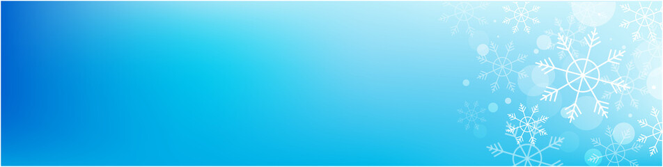 Beautiful blue winter banner with snowflakes and bokeh effect, perfect for holiday greetings and seasonal promotions
