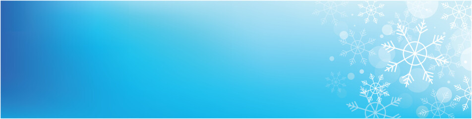 Beautiful blue winter banner with snowflakes and bokeh effect, perfect for holiday greetings and seasonal promotions