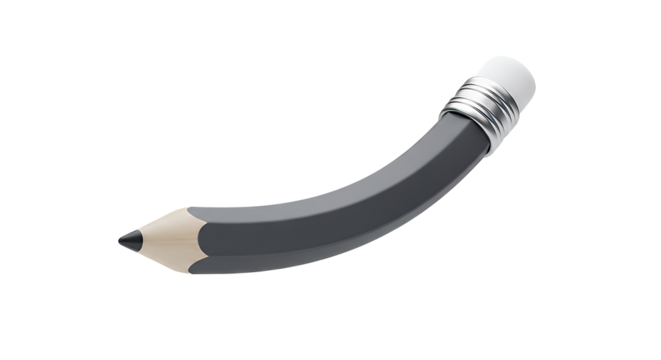 Whimsical bent pencil illustration for creative projects and back to school designs with a playful, fun vibe