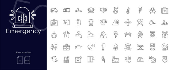 Emergency Line Editable Icons set. Vector illustration in modern thin line style of Emergency icons: safety, urgency, help, etc