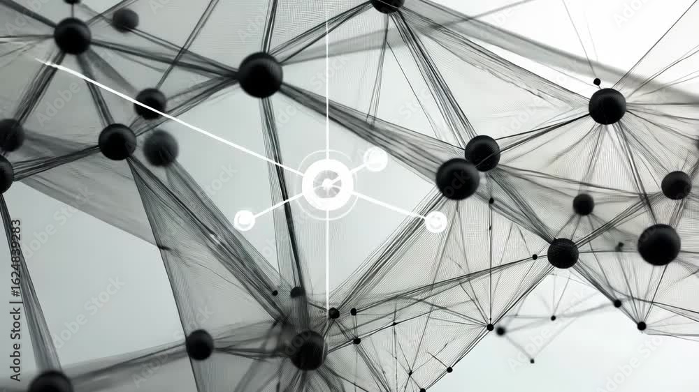 Poster dynamic abstract network structure with interconnected nodes and mesh