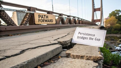 Message on Bridge Pathway Signifying Hope and Determination
