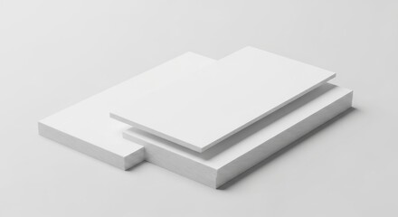Blank White Notepads Piled on White Surface for Office or Business Use