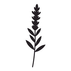 Minimalist Lavender Sprig Silhouette