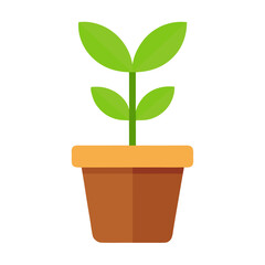 Potted Plant Growth Flat Icon