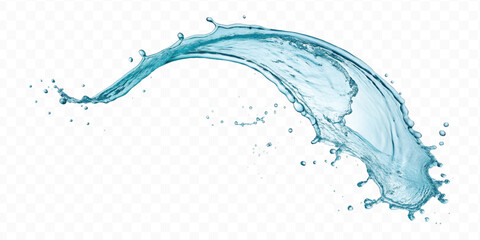 realistic 3d smooth liquid clean water splash in different color and curve  style isolated on transparent  background