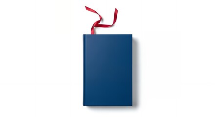 Elegant blue book with a red ribbon, perfect for gifting, journaling, or capturing memories in a stylish and sophisticated way, ready for your personalized message