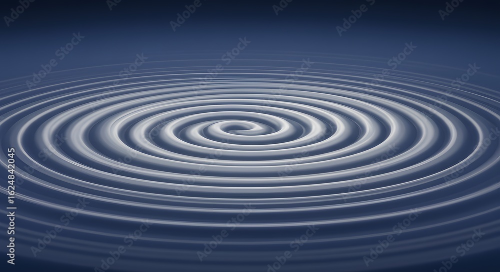 Poster a mesmerizing view of concentric ripples expanding outwards on a dark blue surface creating a spiral