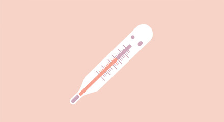 Thermometer flat lay on peach background for health articles or medical posters