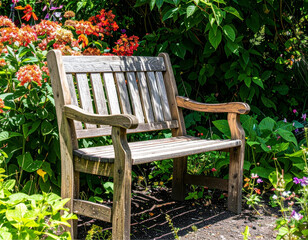 wooden bench in the garden