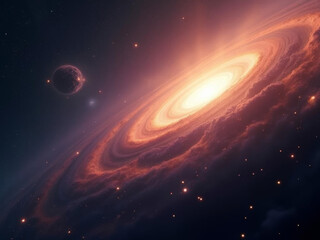 Obraz premium Naissance d’un système stellaire illuminant l’immensité cosmique aux anneaux flamboyants et planètes lointaines