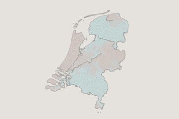 Netherlands map data visualization, regions, background, grey, infographic
