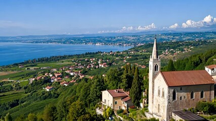 Picturesque Church of San Severo in Bardolino overlooking Lake Garda, Italy