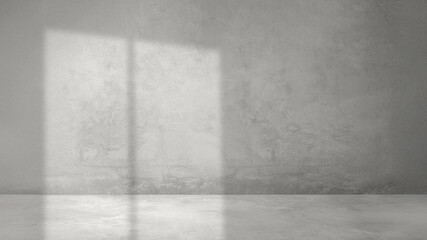 Minimalist Concrete Wall Interior with Window Light and Reflection - Modern Architecture Backdrop.