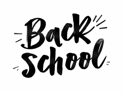 Striking black "Back School" lettering artwork, perfect for educational projects and designs, presented on transparent background.