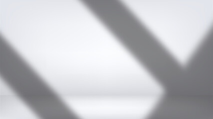 Modern Minimalist White Room with Shadows, Blank Backdrop for Design.