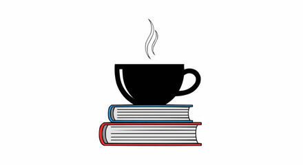 Mug On Books Icon Vector Illustration.coffee - drink, reading, book, illustration, design, mug, vector, cafe, author, backgrounds, college, concepts, graphic, horizontal, learn, library, literature,