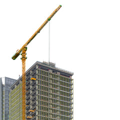 Photograph of construction process of high-rise building with commercial office space in business...