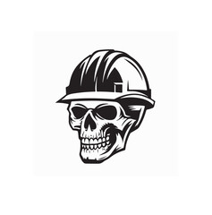 Skull Wearing Construction Hard Hat Helmet Vector Illustration for Builder Worker Safety Design